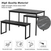 Dining Table and Chairs Set Wood Marble Effects Table Dining Set 2 Bench Seats