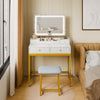 Mondeer LED Dressing Table Stool Smart Vanity Makeup Desk w/ 4 Drawers 3 Shelves