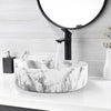 360mm Marble Round Sink Basin Ceramic Marble Effect Modern stylish w/Drainer Kit