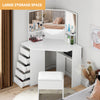 Dressing Table Corner White with 5 Drawer 3 Mirror Stool Makeup Dresser Set