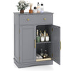 Floor Storage Cabinet Modern Buffet Sideboard with Drawer & Doors-Grey