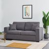 Panana 3 2 Seater Grey Black Linen Fabric Suite Sofa Couch, Free Throw Pillows