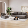Flamaker Cord Corner Sofa Suite Set Footstool 3 Seater Grey Blue Beige Chairs