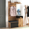 Wardrobe Set with 4 coat Hooks, Mirror, Shoe Cabinet, Wall-mounted Coat Rack