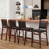 Folding Kitchen Island Stool Set of 2 Counter Height Chairs-Brown