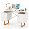 Computer Desk Home Office Desk with Floating Desktop & Dual Drawers White