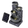 Rustic Solar Water Fountain with LED Lights for Gardens, Patios and Balconies