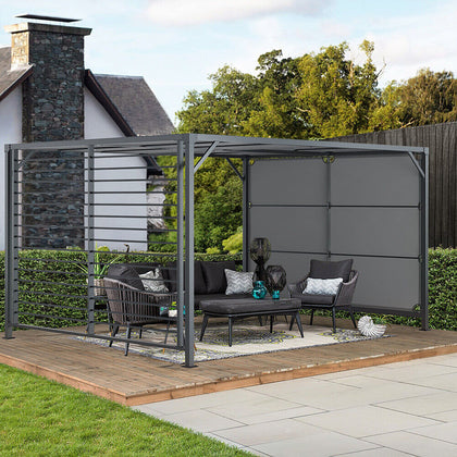 3 x 3 m Large Aluminium Pergola Patio Gazebo with Retractable Shade Canopy