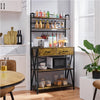 Kitchen Bakers Rack Storage Shelf Unit with 2 Drawers & 6 Hooks Microwave Stand