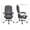 Office Chair Computer Swivel Task Recliner for Home w/ Footrest, Arm, Grey