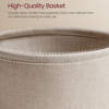 Modern White Round Side Table with Beige Storage Basket – Space-Saving & Stylish