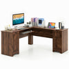 L-Shaped Corner Computer Desk Home Office Study Workstation w/ Cabinet & Drawers