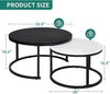 Modern Nesting Coffee Table Set of 2 - Black Round Wood for Living Room