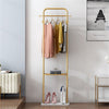 Heavy Duty Gold Clothes Rail Garment Coat Rack Stand Bag Scarf Hooks Hall Tree