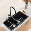Top mount Kitchen Sink Quartz Washing Bowl Basin Prep Hole Strainer Drainer Unit