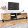 Modern TV Stand with 2 Doors & 2 Drawers - Black & Wood Media Unit, 190x38x48cm