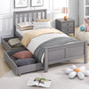 3ft Single Bed Wooden Solid Pine Kids Storage Bed Frame w/ 2 Drawers Grey 90x190