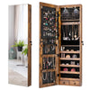 Wall-mounted Jewelry Storage Cabinet Door Hanging Jewelry Armoire w/ Full Mirror