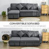 3 Seater Corner Sofa Bed w/ Storage Reversible Chaise for Living Room Dark Grey