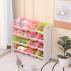 Children Bookshelf Kids Sling Book Rack with Storage Bins Toys Organizer White