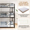 Metal Triple Bunk Bed Heavy Duty Triple Bed with 2 Ladders-Black