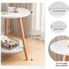 55cm 2-Tier Round Wood Side End Table Living Room With Shelf Bedside Nightstand