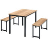3 PCS Dining Table Set Dining Table & 2 Benches Kitchen Space-Saving Furniture