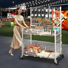 3 Tier Wire Grid Retail Display Shelf Merchandise Display Rack Stand w/10 Hooks