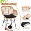 3Pcs Outdoor Garden PE Rattan Conversation Furniture Bistro Table Chairs Set