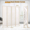 COSTWAY Boho 4-Panel Room Divider 166cm Privacy Screen with Carved Pattern