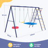 Steel Frame Kids Metal Swing Set Heavy-Duty Gardens Kids Playset w/3 Swing Seats