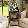 2-Tier Couch Table C-shaped End Table with Storage Shelf-Black