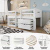 Kids Children's Bed Cabin Bed Mid Sleeper with Drawers Storage Bed Frame White