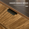 Two-Drawer Herringbone Bedside Table Home Cabinet Bedroom Storage Brown