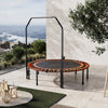 48" Round Foldable Mini Fitness Trampoline w/ U Shape Adjustable Height Handle