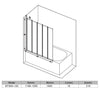 Bath Shower Screen 5 Folding Wet Room Black Frame Safety Glass Panel 1200x1400mm