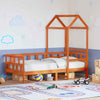 Day Bed with Roof Wax Brown 90x200 Solid Wood Pine M9U3