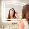 Large LED Bathroom Mirror Bath Backlit Anti-Fog Mirror 3X Magnifier Light Change