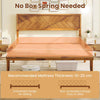 Single Size Bed Frame Acacia Wood Platform Bed w/ Headboard Caramel