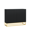 Modern Sideboard I 100cm I Black I Fluted Fronts I Gold Legs I Storage Cabinet