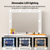 Dressing Table Makeup Desk Vanity Set with LED Mirror & Stool - Glass Top Lwpugt