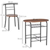 Kitchen Small Table and 2 Chairs Rustic Metal Compact Breakfast Dining Bar Set