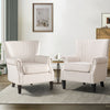 Upholstered Wingback Queen Anne Chair Deep Cushioned Armchair with Nailhead Trim