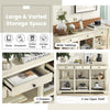3-Tier Console Table Wooden Sofa Side Table W/ Storage Shelves-White