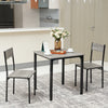 3 Pcs Compact Dining Table 2 Chairs Set Wooden Metal Legs Kitchen Breakfast Bar
