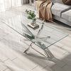Modern Living Room Table Clear Tempered Glass Coffee Tea Table with Chrome Legs
