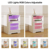 LED Bedside Table RGB Lighted Storage Nightstand Cabinet with Charging Station