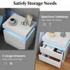 Versatile Bedside Table Bedroom LED Nightstand with 2 Drawers-White