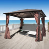 Alu Gazebo with Brown Side Curtain 300 x300cm Weather-resistant Patio Garde U6U7