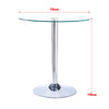 70cm Round Dining Table Glass Top Chrome Pedestal Base Kitchen Dinner Furniture